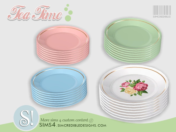 Sims 4 — Tea Time plates stack by SIMcredible! — by SIMcredibledesigns.com available at TSR 4 colors variations