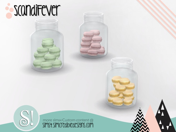Sims 4 — ScandiFever Macarons jar by SIMcredible! — by SIMcredibledesigns.com available at TSR 3 colors variations 