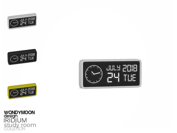 Sims 4 — Iridium Digital Clock by wondymoon — - Iridium Study Room - Digital Clock - Wondymoon|TSR - Creations'2018
