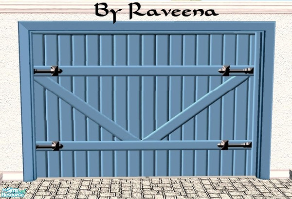 Sims 2 — Garage Door - Carriage Blue by Raveena — Part of the Custom Designed garage door 3 set.