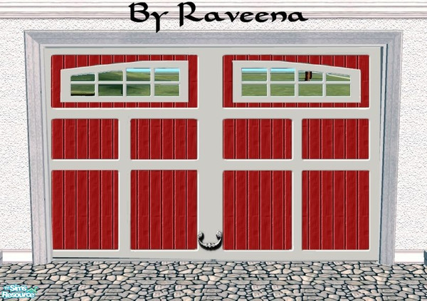 Sims 2 — Garage Door - Grey - Red by Raveena — Part of the Custom Designed garage door 3 set.