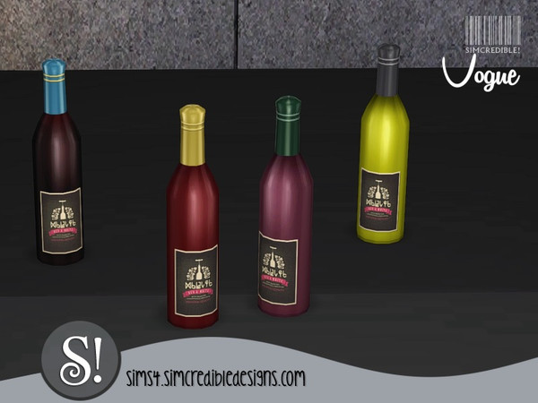 Sims 4 — Vogue wine bottle by SIMcredible! — by SIMcredibledesigns.com available at TSR 4 colors variations