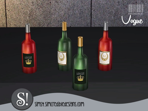 Sims 4 — Vogue wine bottle 2 by SIMcredible! — by SIMcredibledesigns.com available at TSR 2 colors in 4 variations