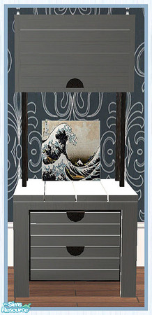 Sims 2 — MAXIMO Dining Dresser - Medium Canvas by simtomatic — Canvas by Hokusai Katsushika. This file recolours the