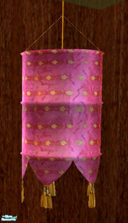 Sims 2 — Indian Inspired Living II - Ceiling Lamp by Simaddict99 — silk fabric shade, ceiling lamp with tassle trim.