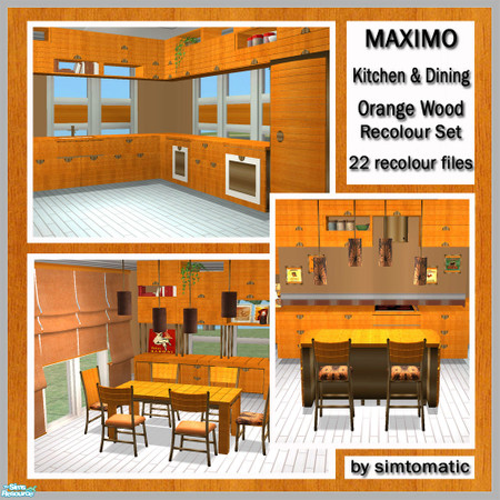 Sims 2 — MAXIMO Orangewood Recolour by simtomatic — Orangewood recolour of the Maximo kitchen and dining set. Please note