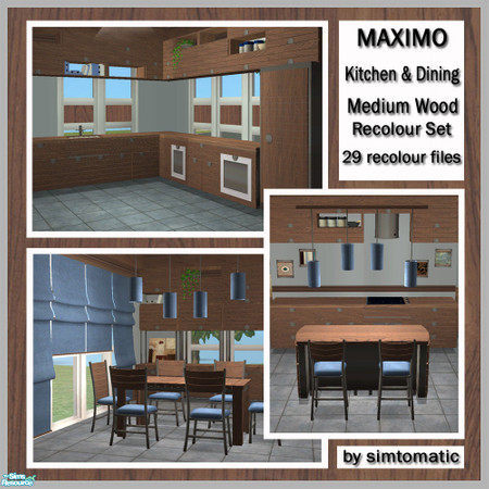 Sims 2 — MAXIMO Medium Wood Recolour by simtomatic — Medium Wood recolour of the Maximo kitchen and dining set. Please