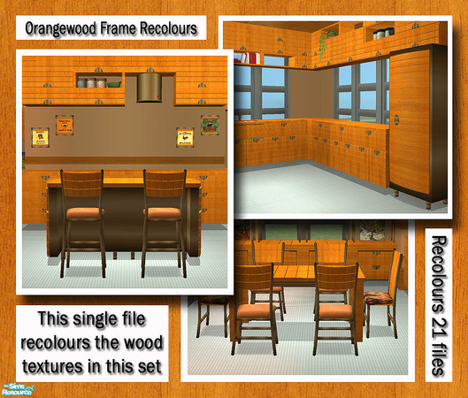 Sims 2 — MAXIMO Orangewood Kitchen Frames by simtomatic — This is the master file. It's the recolour of the counter but