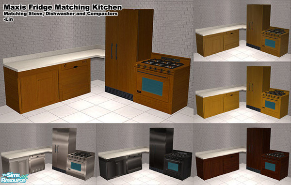 Sims 2 — Maxis Fridge Matching Kitchen by H.Lin — Perfectly matched with maxis fridge. custom recolors are not linked.