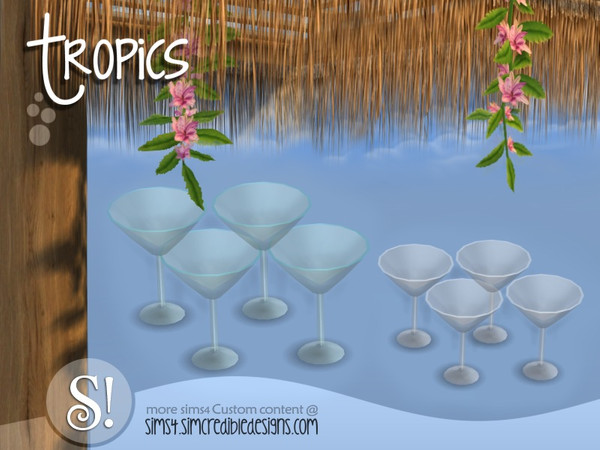 Sims 4 — Tropics bar - 4 glasses by SIMcredible! — by SIMcredibledesigns.com available at TSR 2 colors variations