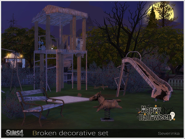 Sims 4 — Broken decorative set by Severinka_ — A set of broken rusty objects for an abandoned playground (All objects,