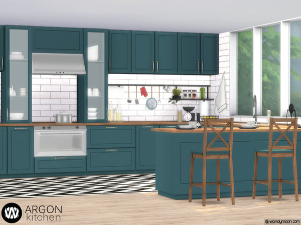 Sims 4 — Argon Kitchen by wondymoon — Let your Sims enjoy cooking with this colorful kitchen; Argon. - Set Contains *2
