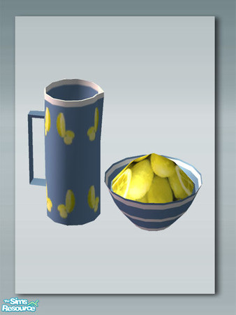 Sims 2 — Rustic Living: Pitcher and Lemons by Shakeshaft — Part of a recolour set of my Rustic Living set in Blue Wash