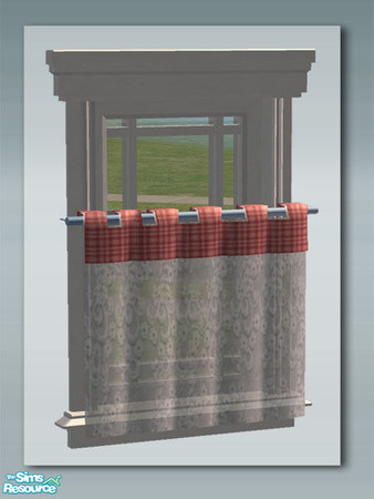 Sims 2 —  Lace Curtain Single Diagonal Mesh by Shakeshaft — Part of a recolour set of my Rustic Living set in Blue Wash