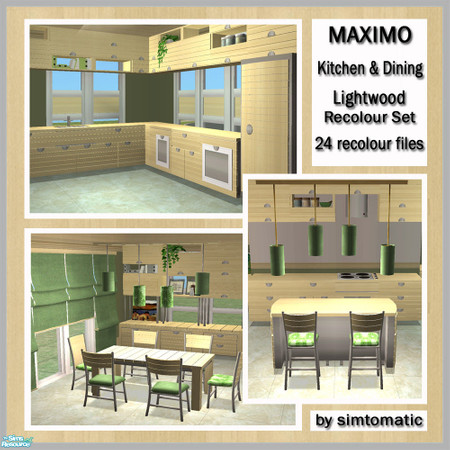 Sims 2 — MAXIMO Lightwood Recolour by simtomatic — Lightwood recolour of the Maximo kitchen and dining set. Please note