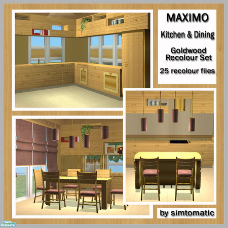 Sims 2 — MAXIMO Goldwood Recolour by simtomatic — Goldwood recolour of the Maximo kitchen and dining set. Please note
