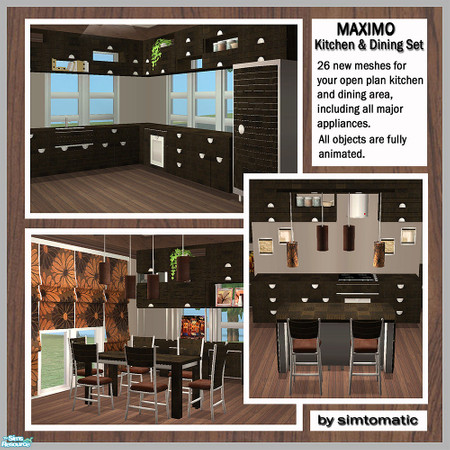 Sims 2 — MAXIMO Kitchen & Dining Set by simtomatic — New contemporary kitchen and dining set with all major