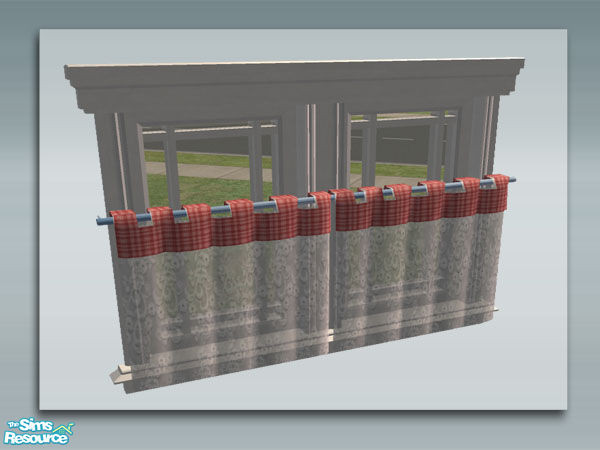 Sims 2 — Lace Curtain Double Diagonal Mesh by Shakeshaft — Part of a recolour set of my Rustic Living set in Blue Wash