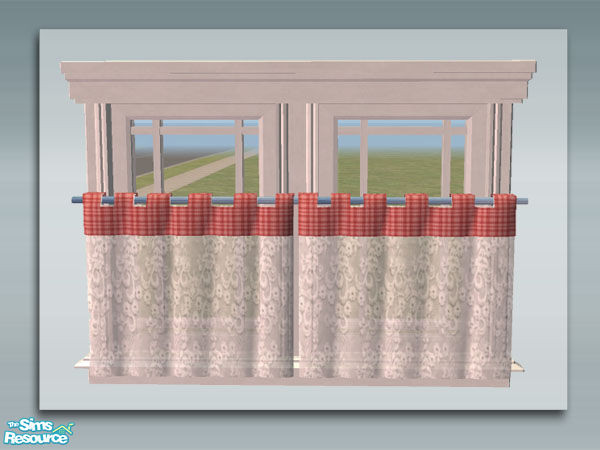 Sims 2 — Rustic Living:Lace Curtain Double Mesh by Shakeshaft — Part of a recolour set of my Rustic Living set in Blue