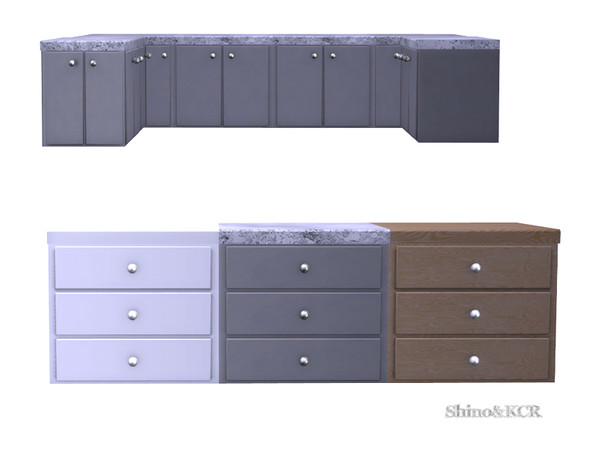 Sims 4 — Kitchen Liz - Counter 3 Drawers by ShinoKCR — Sleek and modern Kitchen Furniture matching the Liz Series