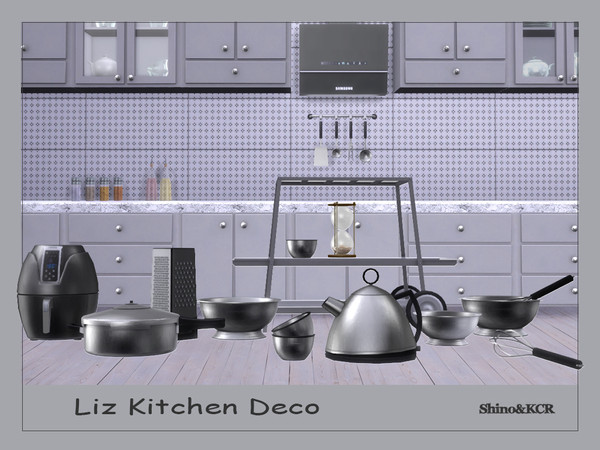 Sims 4 — Kitchen Deco Liz by ShinoKCR — Decorative Set matching Kitchen Liz, mainly Stainless Steel -Kitchen Trolley