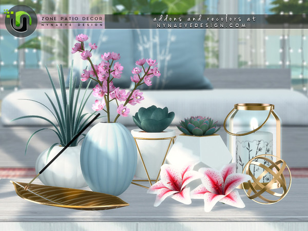 Sims 4 — Zone Patio Decor by NynaeveDesign — Decorative accents can add just the right finishing touch to your sim's