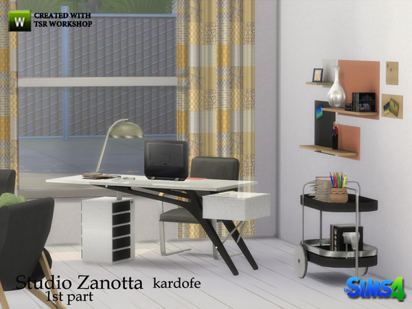 Sims 4 — kardofe_ Studio Zanotta 1st part by kardofe — 1st part of a study, this is the work area with desk and chair, a