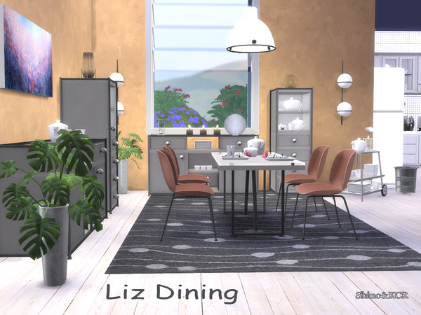 Sims 4 — Dining Liz by ShinoKCR — Sleek and modern Dining Furniture matching the Textures of the Liz Series -Dining Table