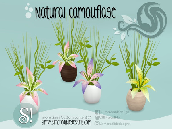 Sims 4 — Natural Camouflage Decor - Flower by SIMcredible! — by SIMcredibledesigns.com available at TSR 3 colors in 9
