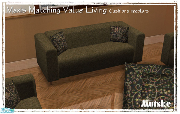 Sims 2 — Maxis matching Value loveseat cushion Xmas 07 by Mutske — Recolor of the \"Maxis matching Value loveseat