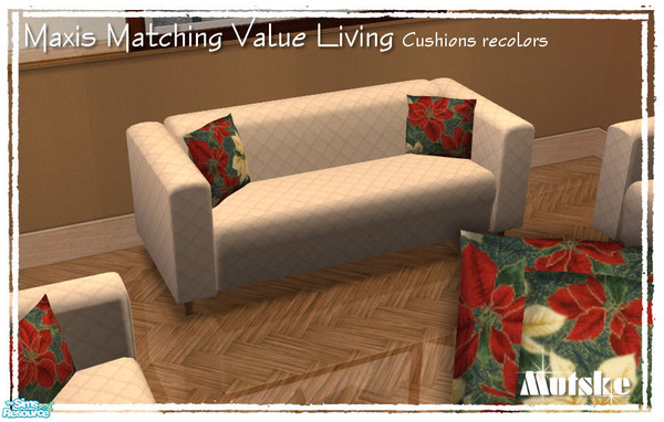 Sims 2 — Maxis matching Value loveseat cushion Xmas 03 by Mutske — Recolor of the \"Maxis matching Value loveseat
