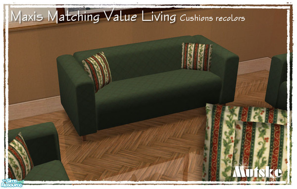 Sims 2 — Maxis matching Value loveseat cushion Xmas 02 by Mutske — Recolor of the \"Maxis matching Value loveseat