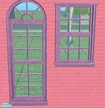 Sims 2 — Purple Lafenetre Windows by RhondaBlonda — This file will also recolor Windkeeper's Lafenetre windows and doors