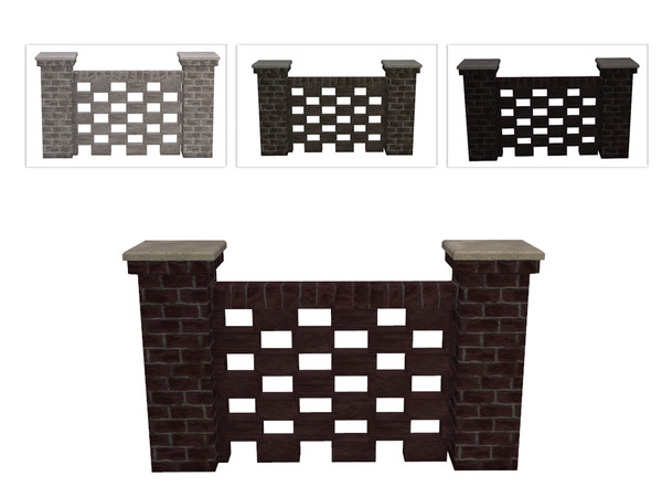 Sims 4 — Pierced Brick Fence by sim_man123 — A pierced brick fence, as part of my Coastal Beach Plants set.
