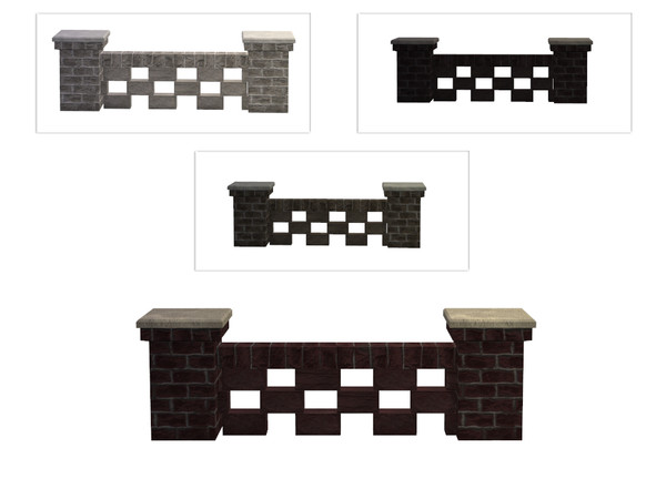 Sims 4 — Short Pierced Brick Fence by sim_man123 — A shorter version of my Pierced Brick Fence, as part of my Coastal