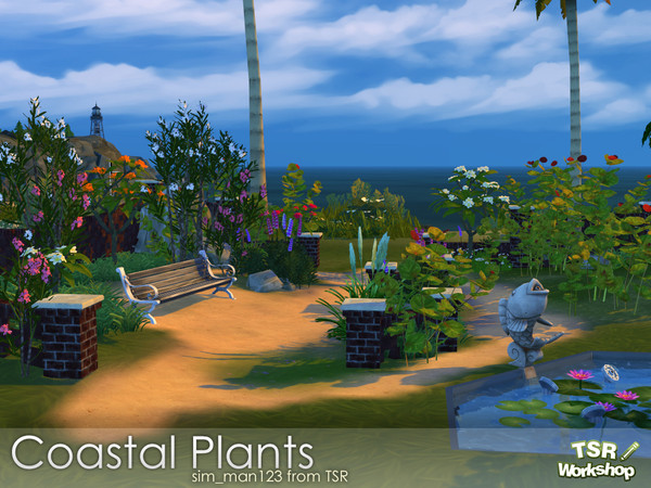 Sims 4 — Coastal Beach Plants by sim_man123 — A set of assorted tropical/beach/coastal plants in various sizes, and two