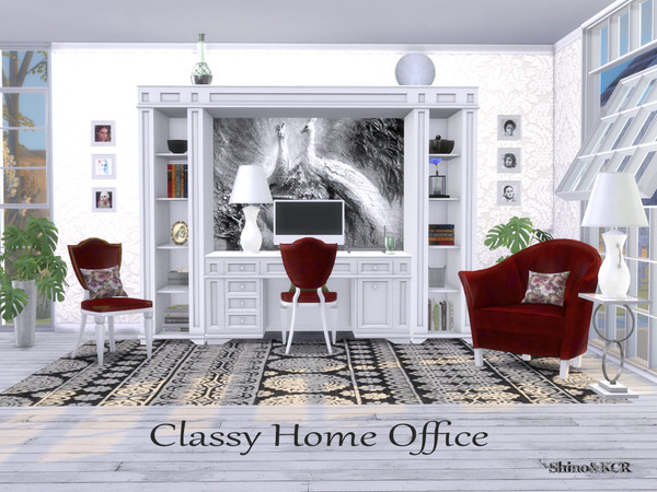 Sims 4 — Homeoffice Classy by ShinoKCR — Classic Homeoffice - remade for Sims4 by Request -Desk -large Shelf -Dining