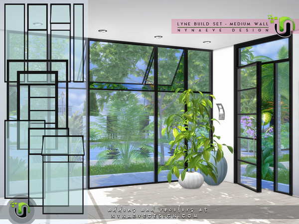Sims 4 — Lyne Build Set II - Medium Walls by NynaeveDesign — -WALL CUTOUTS UPDATED MAY 2022- The modern design of these