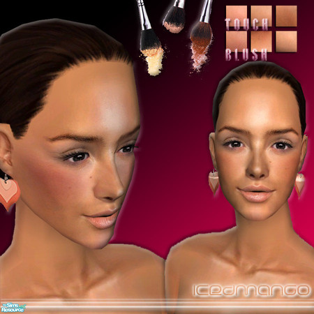 Sims 2 — Touch Blush Set by IcedMango — Blushes with realistic skin structure- on cheeks,nose, forehead and chin - 6