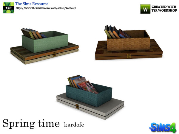 Sims 4 — kardofe_Spring time_Basket with books by kardofe — Wooden box with a basket with books, decorative, in three