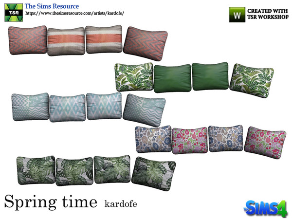 Sims 4 — kardofe_Spring time_Cushions by kardofe —  Group of four cushions, to be placed on the swing, in five different