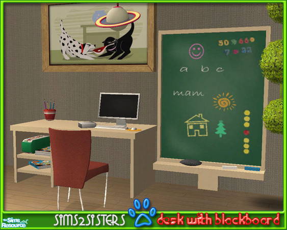 Sims 2 — S2S Turtle Childroom - Desk - Mesh by sims2sisters — Desk with blackboard
