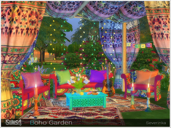 Sims 4 — Boho Garden by Severinka_ — A set of furniture and decor for decorating the garden in the style of Boho. Awning