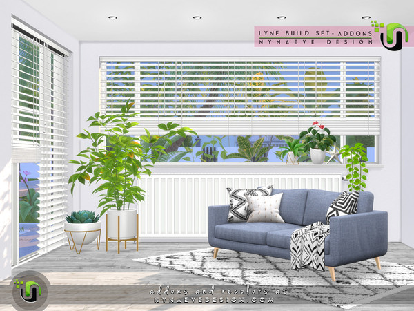 Sims 4 — Lyne Build Set - Addons by NynaeveDesign — Matching blinds for the Lyne half and tree quarter windows, matching