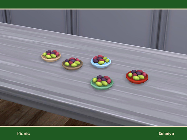 Sims 4 — Picnic. Grapes by soloriya — Some grapes in a wooden bowl. Part of Picnic set. 5 color variations. Category: