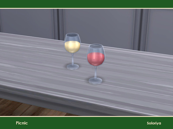 Sims 4 — Picnic. Wine Glass by soloriya — Decorative wine glass. Part of Picnic set. 3 color variations. Category: