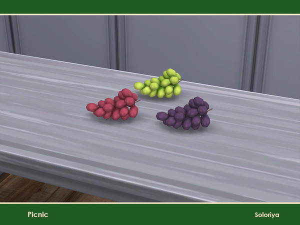 Sims 4 — Picnic. Grape by soloriya — Decorative grape. Part of Picnic set. 3 color variations. Category: Decorative -