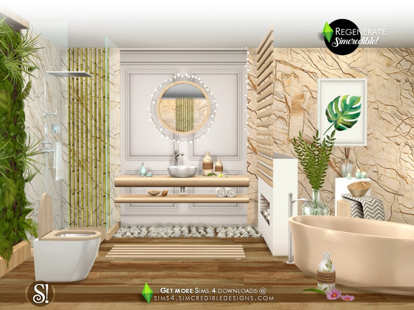 Sims 4 — Regenerate  by SIMcredible! — A Classy bathroom with modern and rustic elements joined to create an elegant