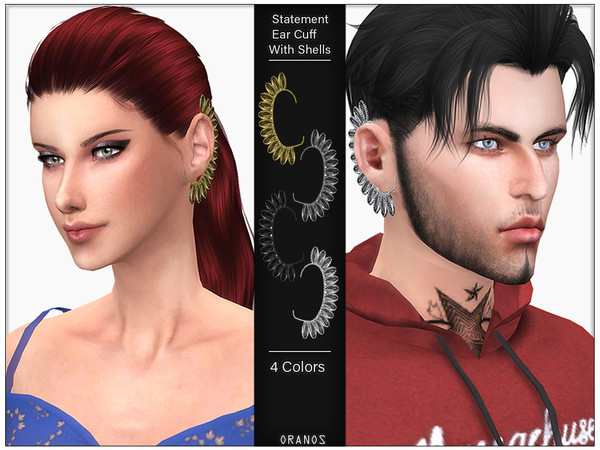 Sims 4 — Statement Ear Cuff With Shells by OranosTR — - New Mesh - 4 Colors - HQ Mode compatible. Hope you like it. ^_^