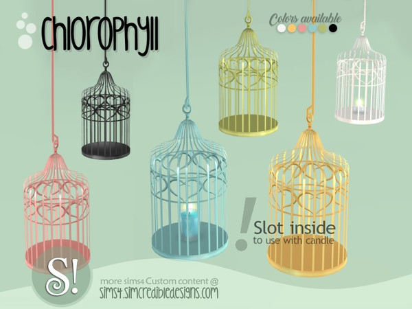 Sims 4 — Chlorophyll hanging cage by SIMcredible! — by SIMcredibledesigns.com available at TSR 6 colors variations